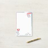 傘ハート飛んでいる風船を空に ポストイット (デスク上)