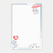 傘ハート飛んでいる風船を空に ポストイット (正面)