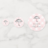 傘ベビーシャワーピンクジンガムテーブル紙吹雪 コンフェッティ (裏面)