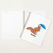 傘マンガが描かれた可愛い赤リス プランナー手帳 (ディスプレー)