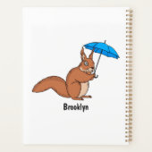 傘マンガが描かれた可愛い赤リス プランナー手帳 (裏面)