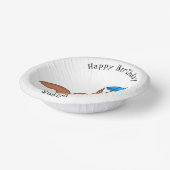 傘マンガが描かれた可愛い赤リス ペーパーボウル (傾斜あり)