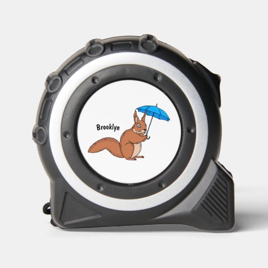 傘マンガが描かれた可愛い赤リス メジャー (正面)