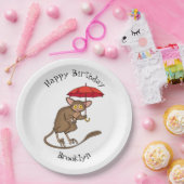 傘マンガ付き可愛いターシエーイラストレーション ペーパープレート (パーティー)