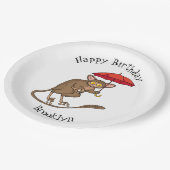 傘マンガ付き可愛いターシエーイラストレーション ペーパープレート (アングル)