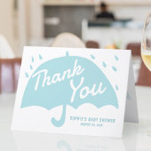 傘モダン雨赤ちゃんシャワー男の子ありがとう サンキューカード