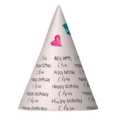 傘モノグラムのの女の子の水色イラストレーション パーティーハット (左)