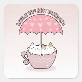傘下のマグカップに入ったかわいい猫たち スクエアシール
