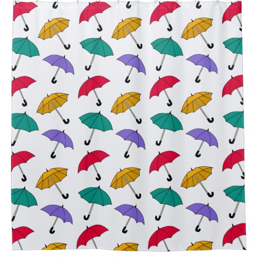 傘予測できなの落ちる模様 シャワーカーテン (正面)