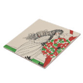 傘付きアールデコ美しいファッション髪 タイル (側面)