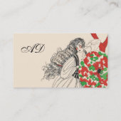 傘付きアールデコ美しいファッション髪 名刺 (裏面)