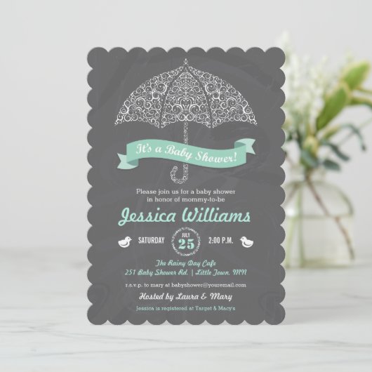 傘付きベビーシャワー招待状 招待状 (スタンド正面)