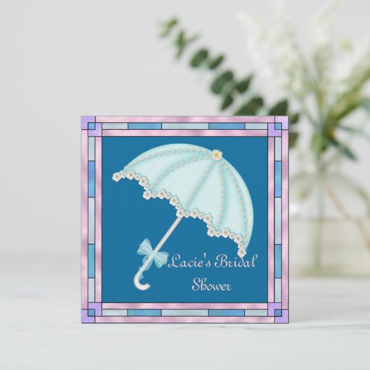 傘付き人気がある招待状ブライダルシャワー 招待状 (スタンド正面)
