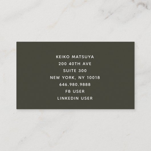 傘付き着物を着たアジア人女性 名刺 (裏面)