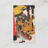 傘付き着物を着たアジア人女性 名刺 (正面)