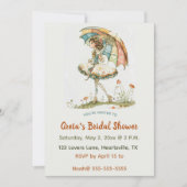 傘付き編集可能な女性ブライダルシャワー 招待状 (正面)