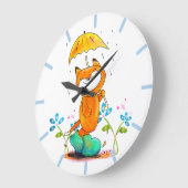 傘感動的付春キツネ ラージ壁時計 (傾斜)
