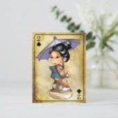 傘日本のを持って着物を着た少女 ポストカード (スタンド正面)