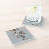 傘日本の付き飛んでいる女の子 ガラスコースター (アングル)