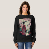 傘日本の塔のさくらんぼ花の女性 スウェットシャツ (正面フル)