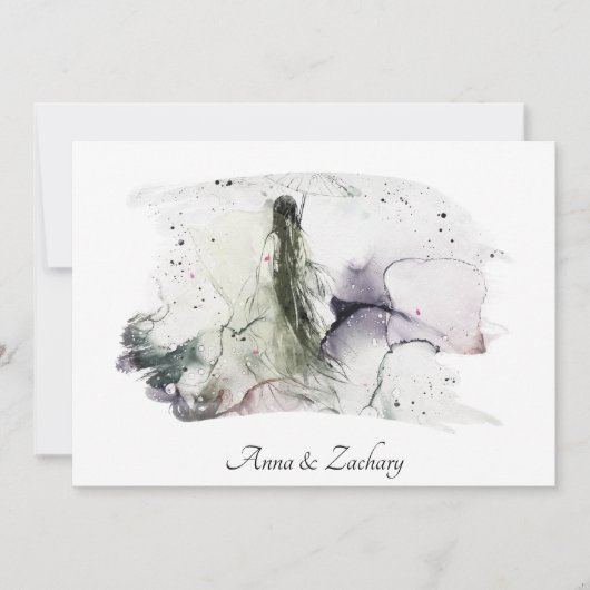 *~*傘日本女性RSVP QR AR27結婚s 招待状 (正面)