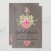 傘素朴|バラオンウッドブライダルシャワー 招待状 (正面/裏面)