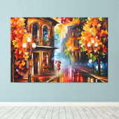 傘絵を描を持った女の人 キャンバスプリント (インサイチュ (ウッドフロア))