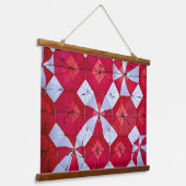 傘赤と白天井を開く 吊り下げ型タペストリー (傾斜あり)