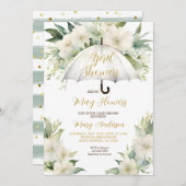 傘4月シャワー5月の花を持って来る 招待状 (正面/裏面)