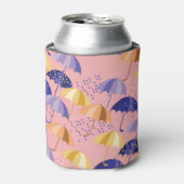 傘、ドロップ、シームレスなカラフルモチーフ。 缶クーラー (缶正面)