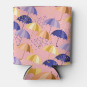 傘、ドロップ、シームレスなカラフルモチーフ。 缶クーラー (正面)