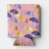 傘、ドロップ、シームレスなカラフルモチーフ。 缶クーラー (裏面)