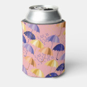 傘、ドロップ、シームレスなカラフルモチーフ。 缶クーラー (缶裏面)