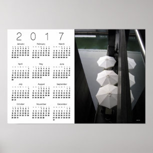傘 パリ 白 カレンダー ポスター 2017