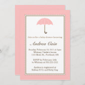 傘 ピンクの招待状 招待状 (正面/裏面)