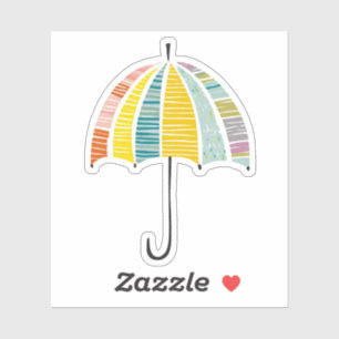 傘 – 明カラフルるく明るい雨の日 シール