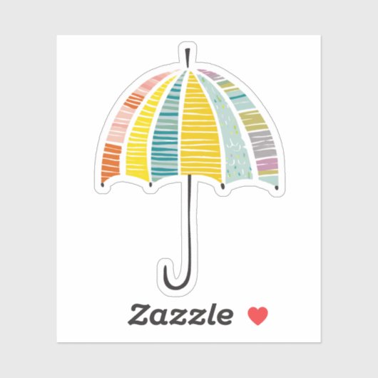 傘 – 明カラフルるく明るい雨の日 シール (シート)