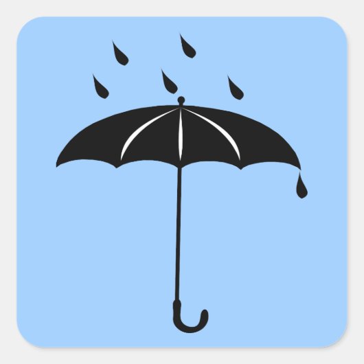 傘 – 雨粒の雨 スクエアシール (正面)