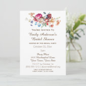 催されるシンプルでエレガントなヴィンテージの花のブライダルシャワー 招待状 (スタンド正面)