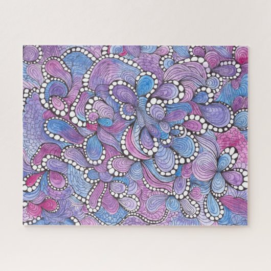 催眠の手で描かれた紫の渦巻オーガニックきアートワーク ジグソーパズル (横)