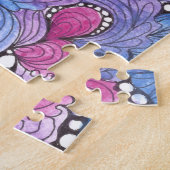 催眠の手で描かれた紫の渦巻オーガニックきアートワーク ジグソーパズル (側面)