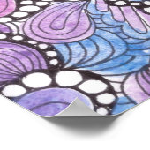 催眠の手で描かれた紫の渦巻オーガニックきアートワーク ポスター (角)