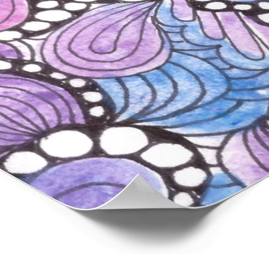 催眠の手で描かれた紫の渦巻オーガニックきアートワーク ポスター (角)