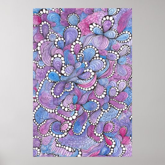 催眠の手で描かれた紫の渦巻オーガニックきアートワーク ポスター (正面)
