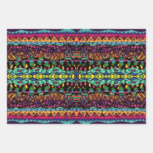 催眠カラフル航海幾何学模様 ラッピングペーパーシート (正面)