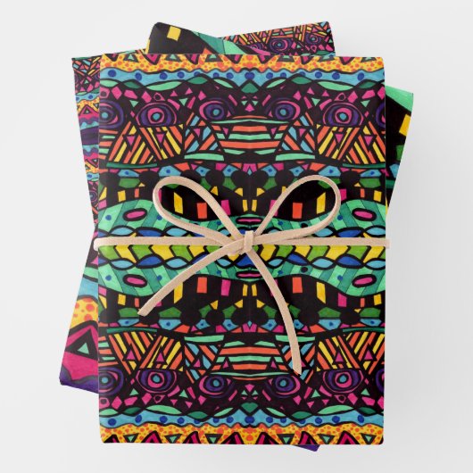 催眠カラフル航海幾何学模様 ラッピングペーパーシート (インサイチュ)