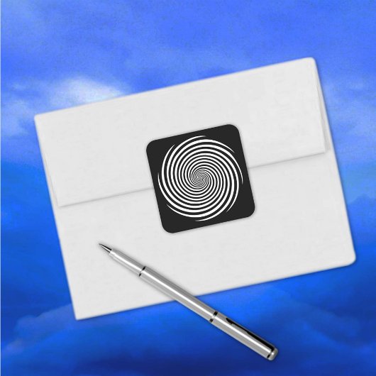 催眠スパイラルスタンプ、黒い背景 スクエアシール