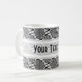 催眠パターン白黒+テキスト コーヒーマグカップ (正面左)