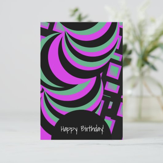 催眠パープルグリーンハッピーバースデー任意の機会 カード (スタンド正面)