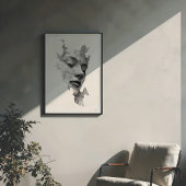 催眠ライン：複雑なモノクロ顔ポートレート ポスター